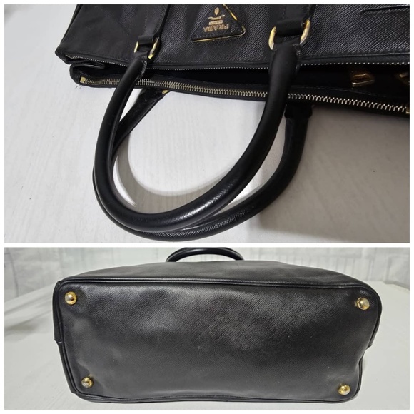 Authentic Prada Saffiano Lux Leather Middle Zip Tote Bag Black - Picture 5 of 14